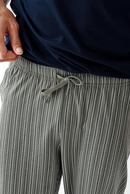 Arnetta Çizgili Bisiklet Yaka Yazlık Erkek Pijama Takımı, Büyük Beden Pijama Takımı, %100 Pamuk - 7