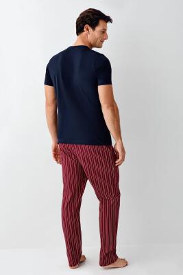 Arnetta Çizgili Bisiklet Yaka Yazlık Erkek Pijama Takımı, Büyük Beden Pijama Takımı, %100 Pamuk - 11