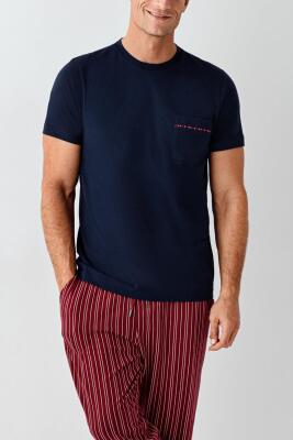 Arnetta Çizgili Bisiklet Yaka Yazlık Erkek Pijama Takımı, Büyük Beden Pijama Takımı, %100 Pamuk - 10