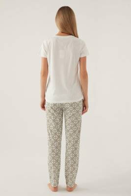 Arnetta Düğmeli Bisiklet Yaka Yazlık Kadın Pijama Takımı, %100 Pamuklu Pijama  - 4