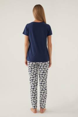 Arnetta Düğmeli Yaka Cepli Kadın Pijama Takımı, %100 Pamuklu Pijama Takımı - 8