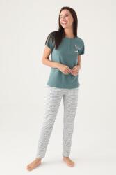 Arnetta Düğmeli Yaka Cepli Kadın Pijama Takımı, Büyük Beden Pijama Takımı, %100 Pamuk Kadın Pijama - 2