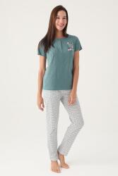 Arnetta Düğmeli Yaka Cepli Kadın Pijama Takımı, Büyük Beden Pijama Takımı, %100 Pamuk Kadın Pijama - 3