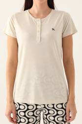 Arnetta Düğmeli Yaka Geometrik Desenli Kadın Pijama Takımı,Büyük Beden Pijama, %100 Pamuklu - 7