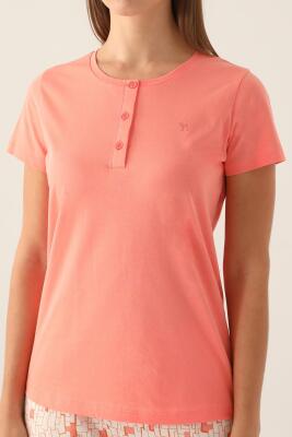 Arnetta Düğmeli Yaka Pamuklu Kadın Pijama Takımı, Büyük Beden Pijama , %100 Pamuklu - 2