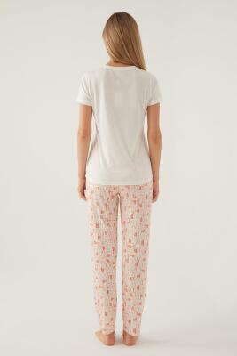 Arnetta Düğmeli Yaka Pamuklu Kadın Pijama Takımı, Büyük Beden Pijama , %100 Pamuklu - 7