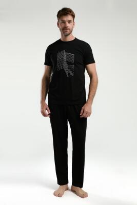 Arnetta Erkek %100 Pamuklu Yazlık Pijama Takım, Kısakollu, Cepli - 10