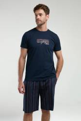 Arnetta Erkek Büyük Beden Bermuda Şort ve T-shirt Takım, %100 Pamuk, cep Detaylı - Thumbnail