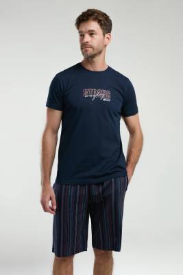 Arnetta - Arnetta Erkek Büyük Beden Bermuda Şort ve T-shirt Takım, %100 Pamuk, cep Detaylı (1)