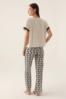 Arnetta Geometrik Desenli Cepli Yazlık Kadın Pijama Takımı, %100 pamuk - 4