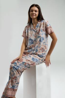 Arnetta - Arnetta Kadın %100 Viskon Kumaş Dokuma Pijama Takım