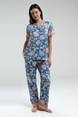 Arnetta Kadın %100 Viskon Kumaş Dokuma Pijama Takım - 5