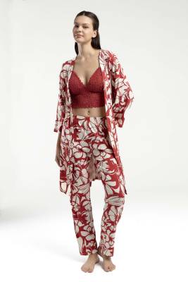 Arnetta - Arnetta Kadın 3'lü Kutulu Pijama Takım, Sabahlık, Bralet, Pantolon (1)