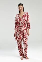 Arnetta Kadın 3'lü Kutulu Pijama Takım, Sabahlık, Bralet, Pantolon - Thumbnail