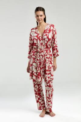 Arnetta Kadın 3'lü Kutulu Pijama Takım, Sabahlık, Bralet, Pantolon - 4