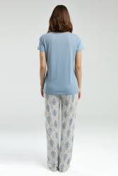 Arnetta Kadın Büyük Beden Pijama Takım, Dantel V Yaka Yazlık Pijama Takım - Thumbnail