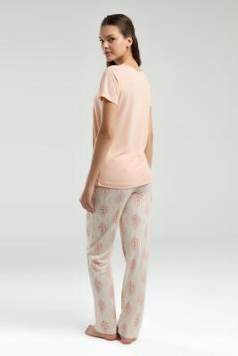 Arnetta Kadın Büyük Beden Pijama Takım, Dantel V Yaka Yazlık Pijama Takım - 10