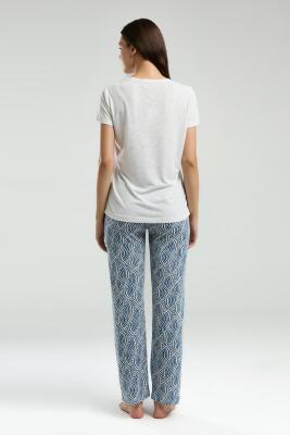 Arnetta Kadın Büyük Beden Yazlık Pijama Takım, V Yaka, Kısakollu Cep Detaylı - 11