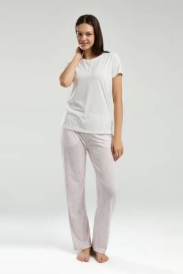 Arnetta - Arnetta Kadın Büyük Bedenli Yazlık Düğmeli Pijama Takım