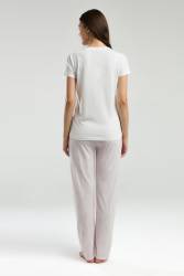 Arnetta Kadın Büyük Bedenli Yazlık Düğmeli Pijama Takım - Thumbnail
