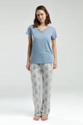 Arnetta Kadın Dantel V Yaka Yazlık Pijama Takım - Thumbnail