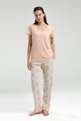 Arnetta Kadın Dantel V Yaka Yazlık Pijama Takım - Thumbnail