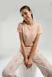 Arnetta Kadın Düğmeli Yaka Yazlık Kapri Takım - Thumbnail