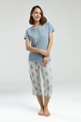 Arnetta Kadın Düğmeli Yaka Yazlık Kapri Takım - 2