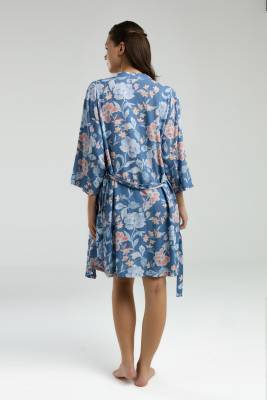 Arnetta Kadın Sabahlık Bralet Sütyen ve Şort Set, %100 Viskon Kumaş 3'lü Takım  - 6