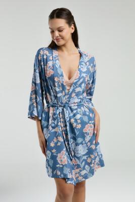 Arnetta Kadın Sabahlık Bralet Sütyen ve Şort Set, %100 Viskon Kumaş 3'lü Takım  - 3