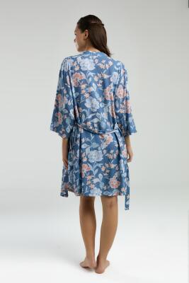 Arnetta Kadın Sabahlık Bralet Sütyen ve Şort Set, %100 Viskon Kumaş 3'lü Takım  - 6