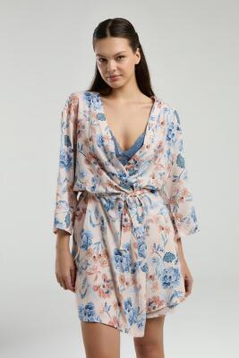 Arnetta Kadın Sabahlık Bralet Sütyen ve Şort Set, %100 Viskon Kumaş 3'lü Takım  - 8