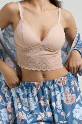 Arnetta Kadın Sabahlık Bralet Sütyen ve Şort Set, %100 Viskon Kumaş 3'lü Takım - 4