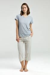 Arnetta Kadın T-shirt ve Cepli Kapri Takım - Thumbnail