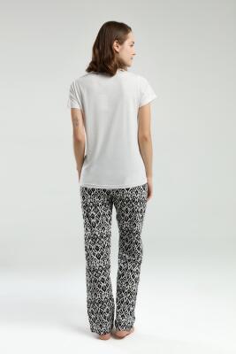 Arnetta Kadın Yazlık Pijama Takım, Bisiklet Yaka, Kısakollu, Düğmeli, Cep Detaylı - 5