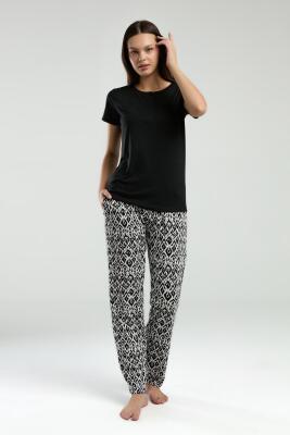 Arnetta Kadın Yazlık Pijama Takım, Bisiklet Yaka, Kısakollu, Düğmeli, Cep Detaylı - 8