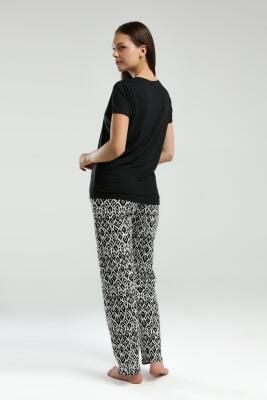 Arnetta Kadın Yazlık Pijama Takım, Bisiklet Yaka, Kısakollu, Düğmeli, Cep Detaylı - 10