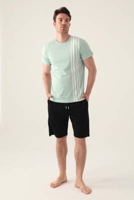 Arnetta Kısa Kol Erkek Bermuda Takım, Büyük Beden Şort Takım, %100 Pamuklu Bermuda Takım - 5