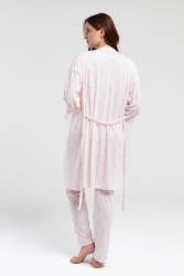 Arnetta Pembe Çizgili 3'lü Lohusa Pijama Seti - Thumbnail