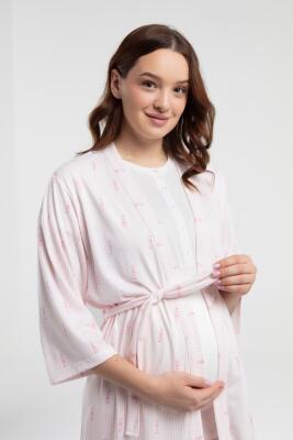 Arnetta Pembe Çizgili 3'lü Lohusa Pijama Seti - 4