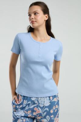 Arnetta Üst Kaşkorse Alt Dokuma Kumaş Kadın Pijama Takım, Cep Detaylı - 4