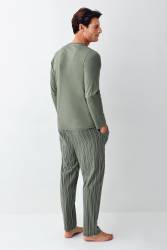 Arnetta Uzunkol Kuutulu Erkek Pijama Takım, %100 Pamuk, Büyük Beden Erkek Pijama Takım - Thumbnail