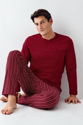 Arnetta Uzunkol Kuutulu Erkek Pijama Takım, %100 Pamuk, Büyük Beden Erkek Pijama Takım - 5