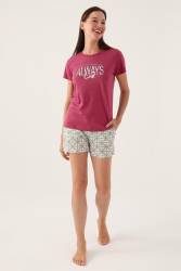 Arnetta Yazı Baskılı Kadın Şort Takımı, %100 Pamuklu - Thumbnail