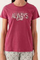 Arnetta Yazı Baskılı Kadın Şort Takımı, %100 Pamuklu - Thumbnail