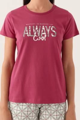 Arnetta Yazı Baskılı Kadın Şort Takımı, %100 Pamuklu - 4