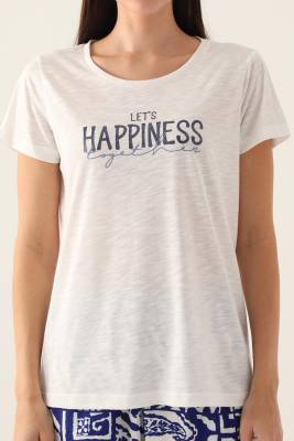 Arnetta Yazı Baskılı Yandan Cepli Kadın Pijama Takımı, %100 Pamuk - 3