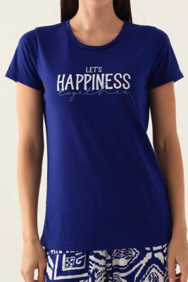 Arnetta Yazı Baskılı Yandan Cepli Kadın Pijama Takımı, %100 Pamuk - 7