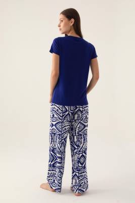 Arnetta Yazı Baskılı Yandan Cepli Kadın Pijama Takımı, %100 Pamuk - 8