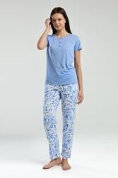 Arnetta Yazlık Açık Mavi Pijama Takım, Düğmeli Yaka, Kısakol, Cepli ve Baskılı - 2